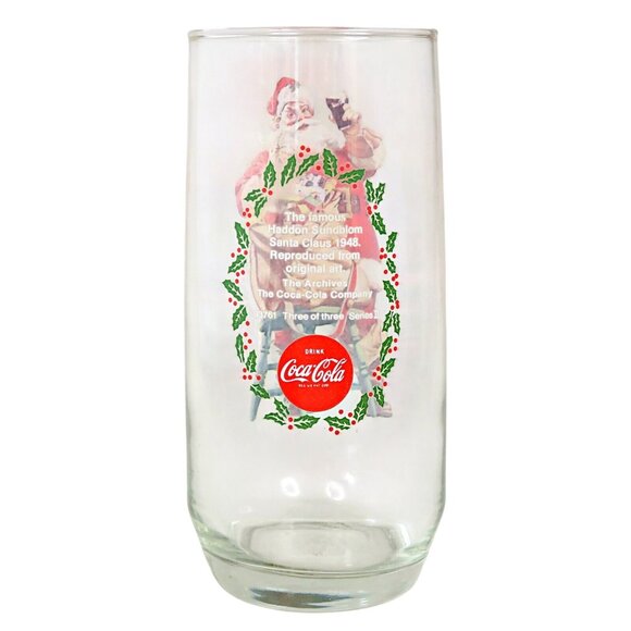 Coca-Cola Collector Glass, Haddon Sundblom Santa Claus, 1976 Series II Design #3 - Picture 3 of 4